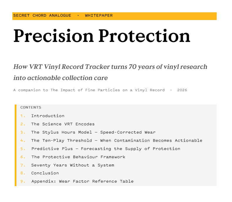 Precision Protection whitepaper — How VRT turns 70 years of vinyl research into actionable collection care