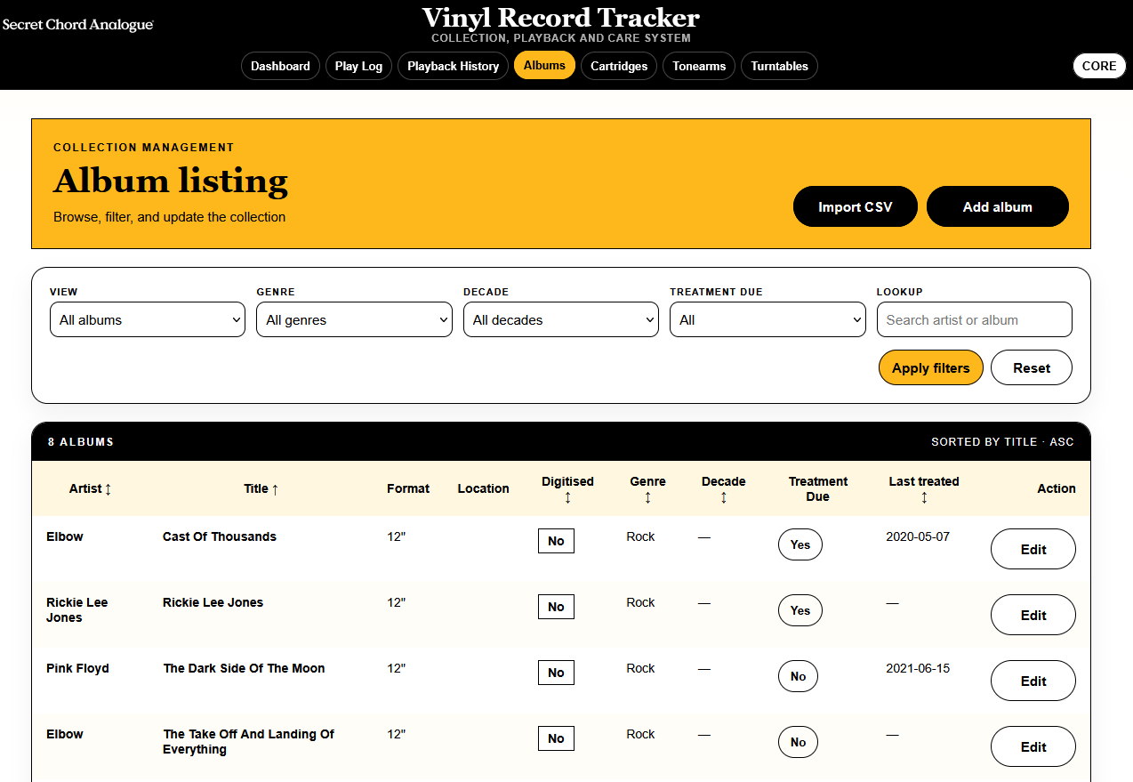 SCA Vinyl Record Tracker