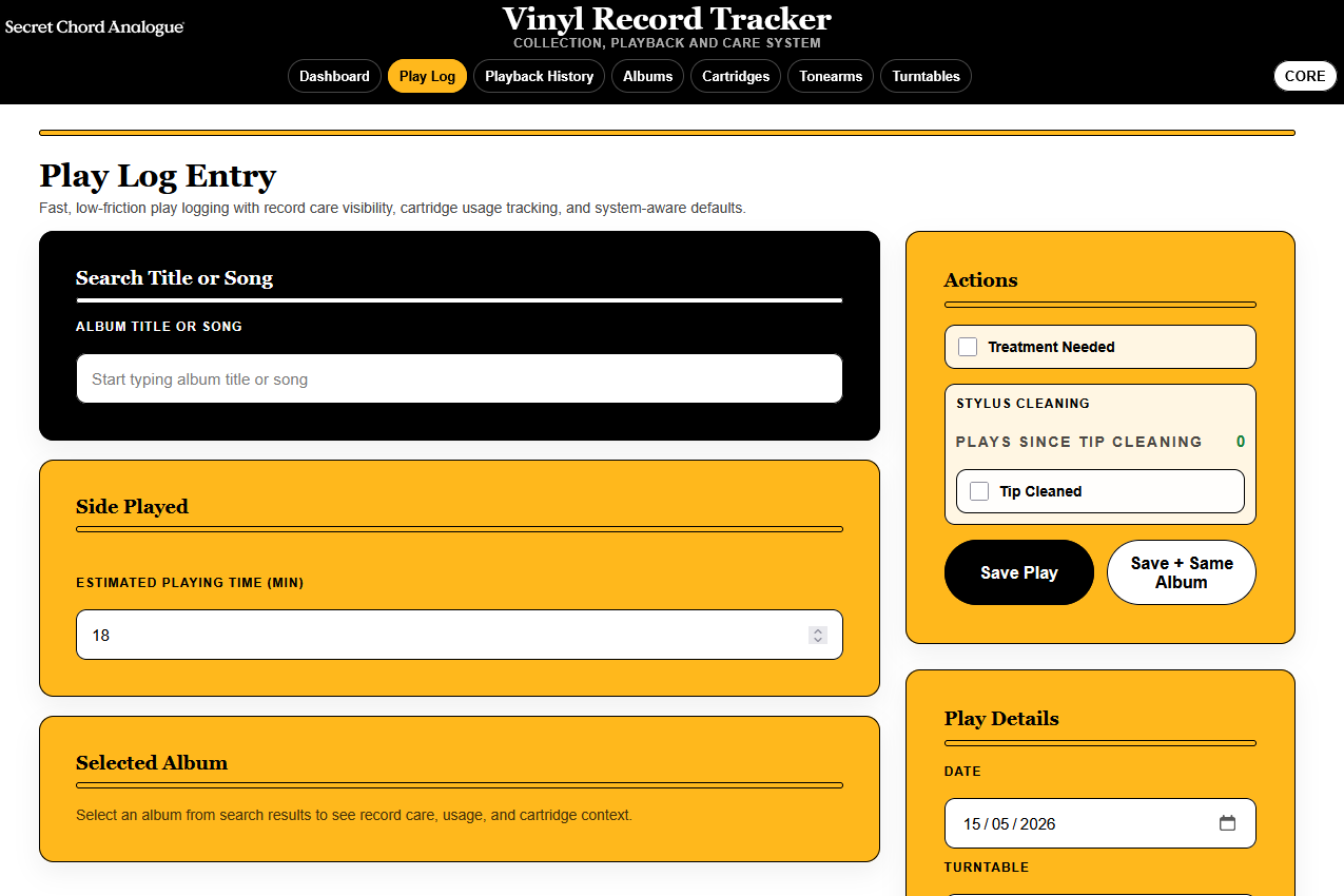 SCA Vinyl Record Tracker
